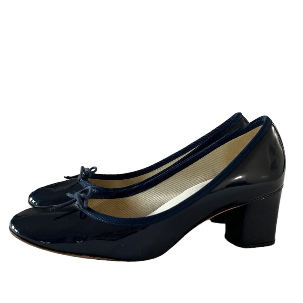 Repetto Ballerina Heels Navy Blue Patent Leather Size 37 US Size 6